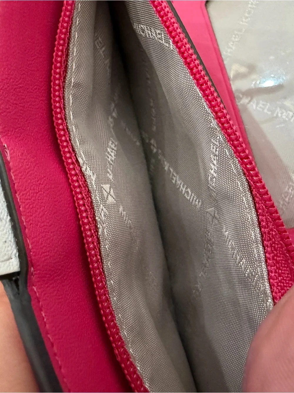 NWOT Michael Kors Pink MK Signature Wallet with White Strap